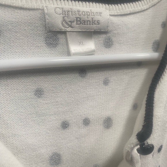 Christopher & Banks White and Black Polka Dot Cardigan - Picture 2 of 4